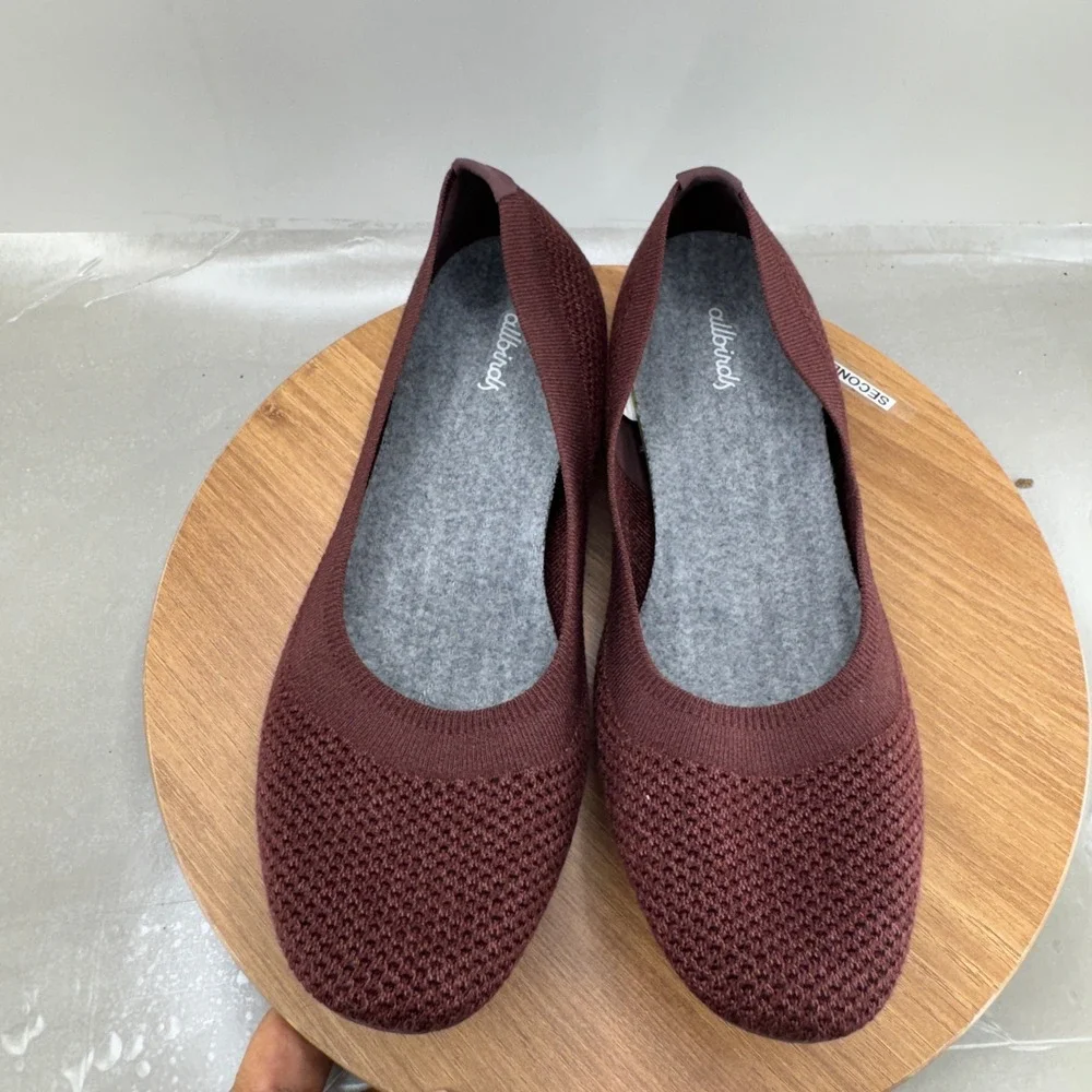Allbirds Tree Breezers Womens 10.5 Burgundy Knit Ballet Flat Sustainable Slip On